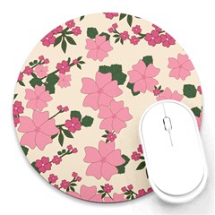 Floral Vintage Flowers Round Mousepads by Dutashop