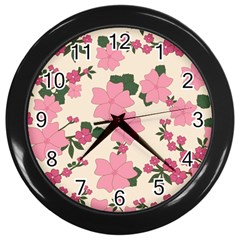 Floral Vintage Flowers Wall Clock (black) by Dutashop