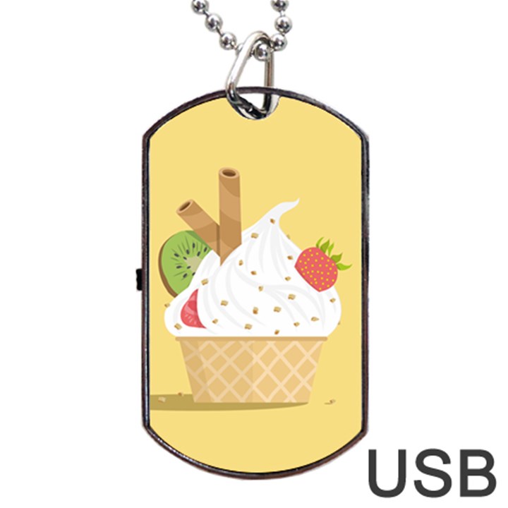 Ice Cream Dessert Summer Dog Tag USB Flash (Two Sides)