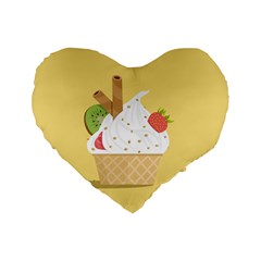 Ice Cream Dessert Summer Standard 16  Premium Heart Shape Cushions by Dutashop