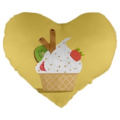 Ice Cream Dessert Summer Large 19  Premium Heart Shape Cushions by Dutashop