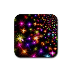 Star Colorful Christmas Abstract Rubber Coaster (square)  by Dutashop