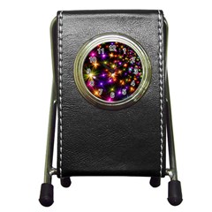 Star Colorful Christmas Abstract Pen Holder Desk Clock by Dutashop