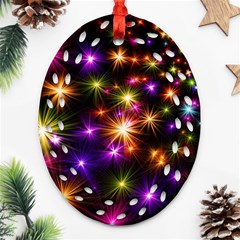 Star Colorful Christmas Abstract Ornament (oval Filigree) by Dutashop