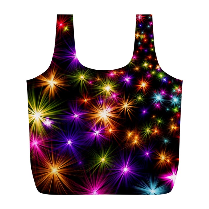 Star Colorful Christmas Abstract Full Print Recycle Bag (L)