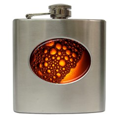 Bubbles Abstract Art Gold Golden Hip Flask (6 Oz) by Dutashop