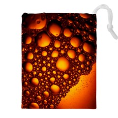 Bubbles Abstract Art Gold Golden Drawstring Pouch (5xl) by Dutashop