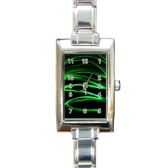 Green Light Painting Zig-zag Rectangle Italian Charm Watch by Dutashop