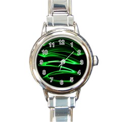 Green Light Painting Zig-zag Round Italian Charm Watch by Dutashop