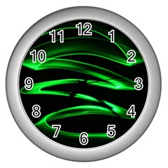 Green Light Painting Zig-zag Wall Clock (silver) by Dutashop