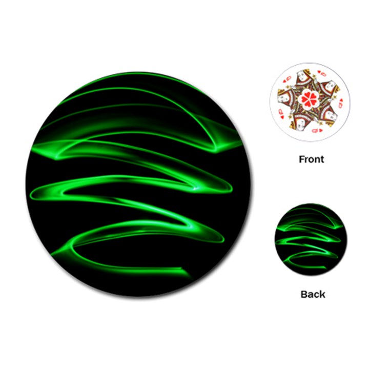 Green Light Painting Zig-zag Playing Cards Single Design (Round)