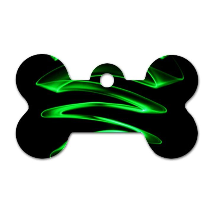 Green Light Painting Zig-zag Dog Tag Bone (Two Sides)