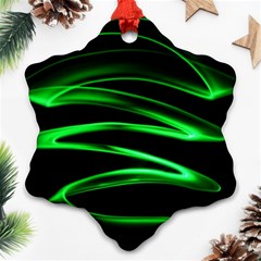 Green Light Painting Zig-zag Snowflake Ornament (two Sides) by Dutashop