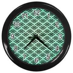 Pattern Texture Geometric Pattern Green Wall Clock (black) by Dutashop