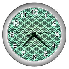 Pattern Texture Geometric Pattern Green Wall Clock (silver) by Dutashop