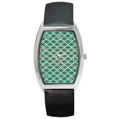 Pattern Texture Geometric Pattern Green Barrel Style Metal Watch