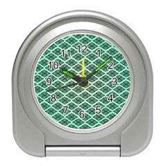 Pattern Texture Geometric Pattern Green Travel Alarm Clock by Dutashop