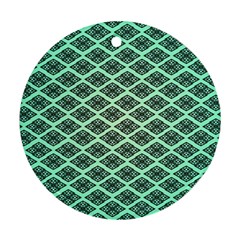 Pattern Texture Geometric Pattern Green Round Ornament (two Sides)