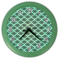 Pattern Texture Geometric Pattern Green Color Wall Clock by Dutashop