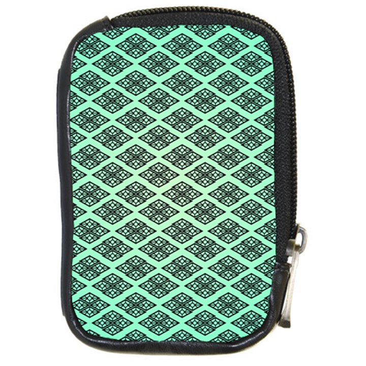 Pattern Texture Geometric Pattern Green Compact Camera Leather Case