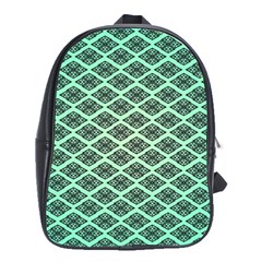 Pattern Texture Geometric Pattern Green School Bag (large) by Dutashop