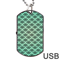 Pattern Texture Geometric Pattern Green Dog Tag Usb Flash (two Sides) by Dutashop