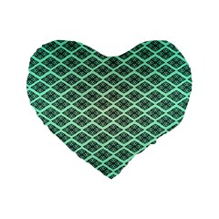 Pattern Texture Geometric Pattern Green Standard 16  Premium Heart Shape Cushions