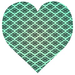 Pattern Texture Geometric Pattern Green Wooden Puzzle Heart by Dutashop