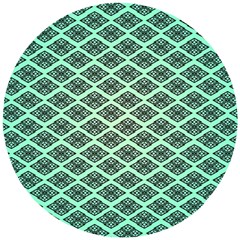 Pattern Texture Geometric Pattern Green Wooden Puzzle Round by Dutashop