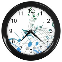 Music Notes Wall Clock (black)