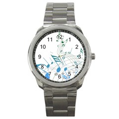 Music Notes Sport Metal Watch