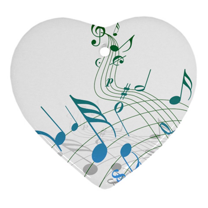 Music Notes Heart Ornament (Two Sides)