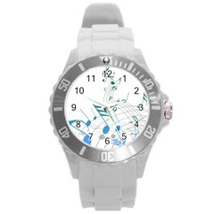 Music Notes Round Plastic Sport Watch (l)