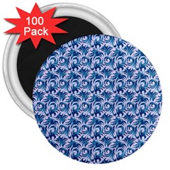 Blue Pattern Scrapbook 3  Magnets (100 Pack)