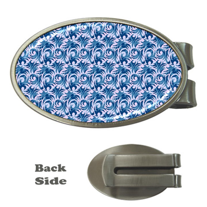 Blue Pattern Scrapbook Money Clips (Oval) 