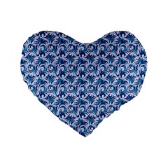 Blue Pattern Scrapbook Standard 16  Premium Heart Shape Cushions