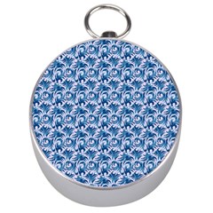 Blue Pattern Scrapbook Silver Compasses