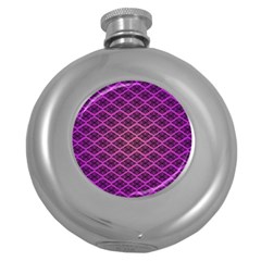 Pattern Texture Geometric Patterns Purple Round Hip Flask (5 Oz) by Dutashop