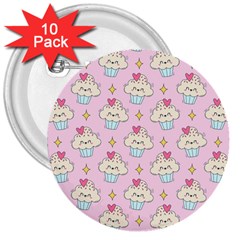 Kawaii Cupcake 3  Buttons (10 Pack)  by lisamaisak