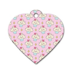 Kawaii Cupcake Dog Tag Heart (two Sides) by lisamaisak