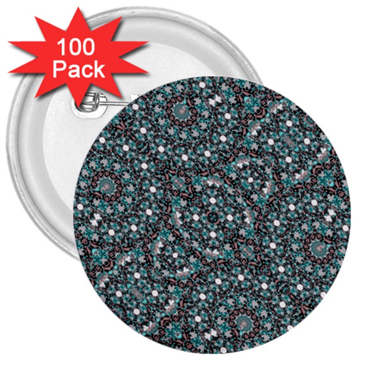 Intricate Texture Ornate Camouflage Pattern 3  Buttons (100 pack) 