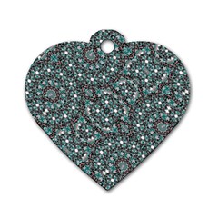 Intricate Texture Ornate Camouflage Pattern Dog Tag Heart (one Side)