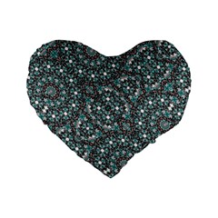 Intricate Texture Ornate Camouflage Pattern Standard 16  Premium Heart Shape Cushions