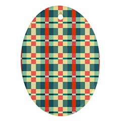 Texture Plaid Oval Ornament (two Sides)