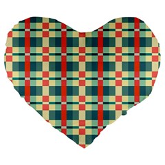 Texture Plaid Large 19  Premium Flano Heart Shape Cushions by Dutashop