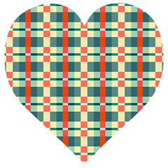 Texture Plaid Wooden Puzzle Heart