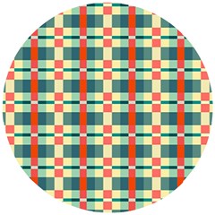 Texture Plaid Wooden Puzzle Round