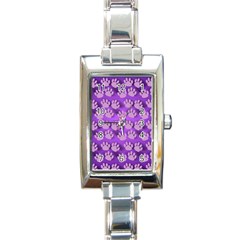 Pattern Texture Feet Dog Purple Rectangle Italian Charm Watch by Dutashop