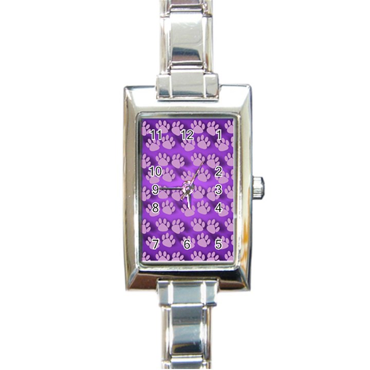 Pattern Texture Feet Dog Purple Rectangle Italian Charm Watch