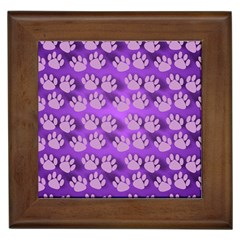 Pattern Texture Feet Dog Purple Framed Tile by Dutashop